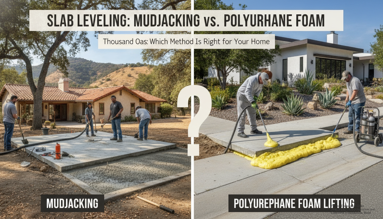 Mudjacking vs. Polyurethane Foam Lifting: Which Slab Leveling Method Is Right for Your Thousand Oaks Home?